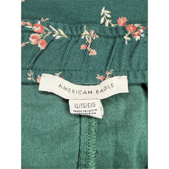 American Eagle Women’s XL Floral Slit Mini Skirt Green Lined Stretch - Picture 4 of 5